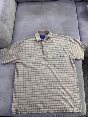 Pendleton Croft & Barrow Beige Plaid Polo Shirt
